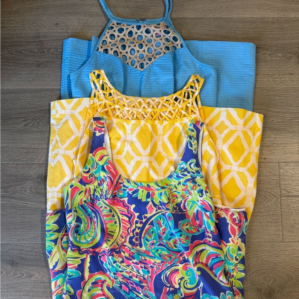 Lilly Pulitzer Yellow blue & silk  Dresses bundle size 2 XS